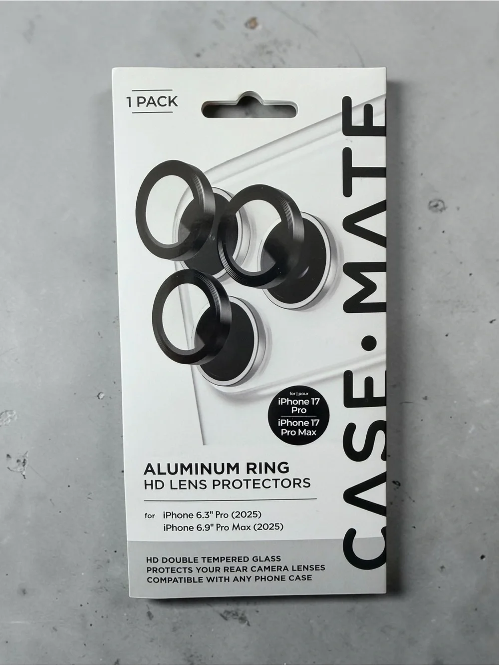 Case-Mate Black Aluminum Ring HD Lens Protector for iPhone 17 Pro / Pro Max